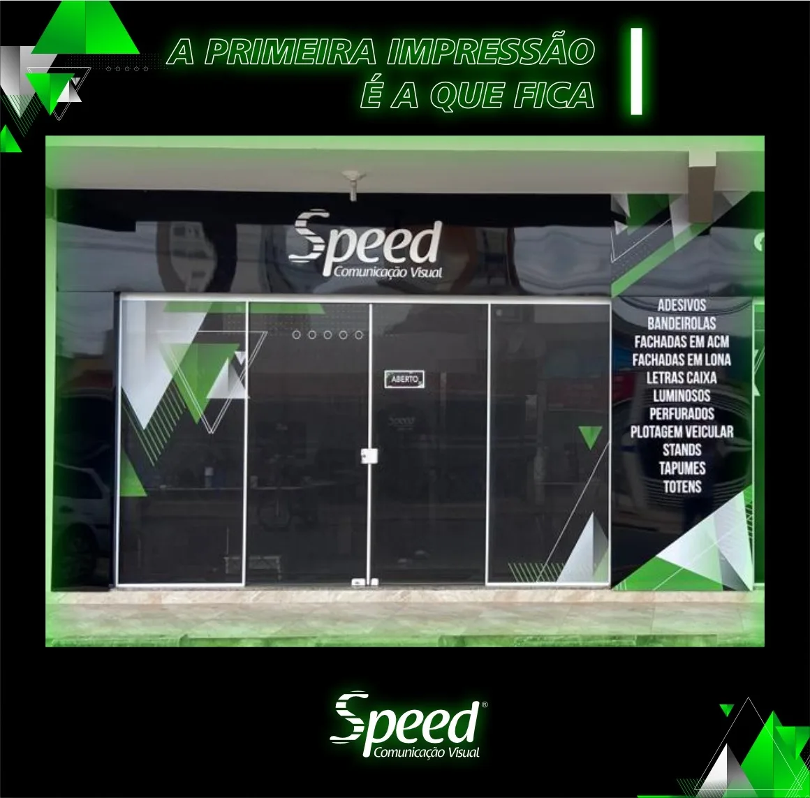 Fachada da Speed Comunicação Visual localizada no Centro de Camboriú